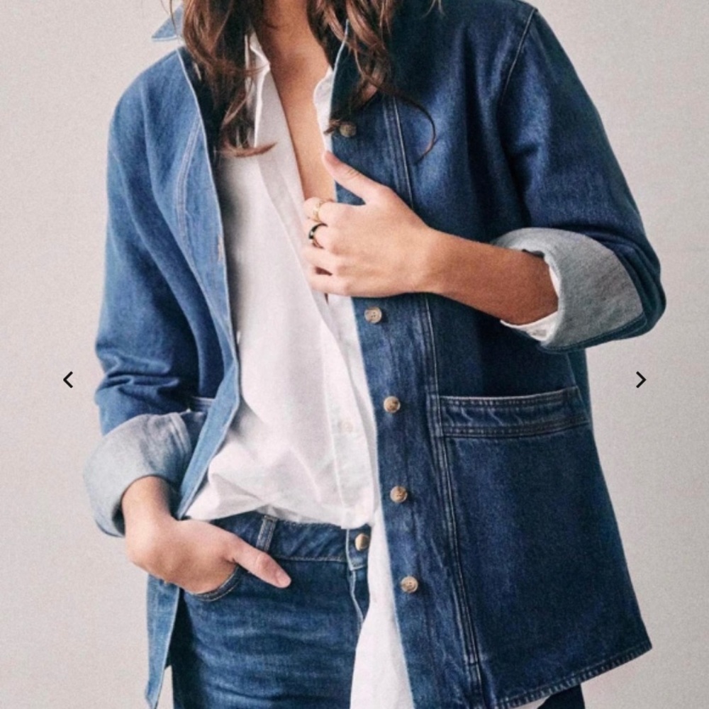 Sézane Will jacket/chore coat in light denim, size large. NWT.